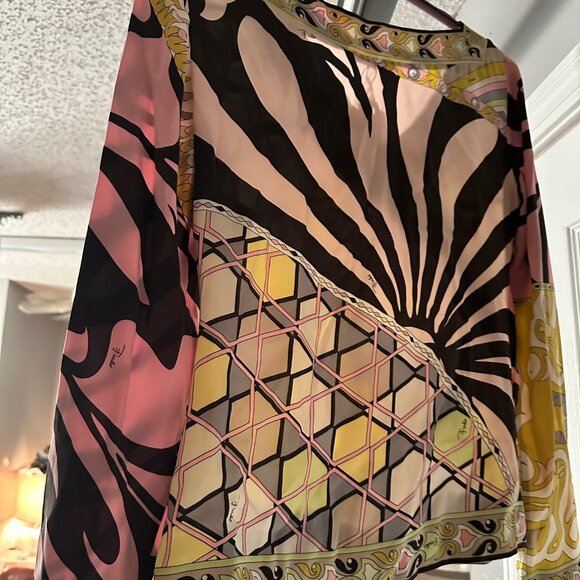 Vintage Emilio Pucci Firenze Silk V-Neck Blouse Psychedelic Print LS Sz xs - Picture 5 of 6